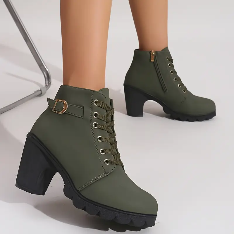 Women's High Heel Short Boots with Side Zipper-Buy 2 Free Shipping