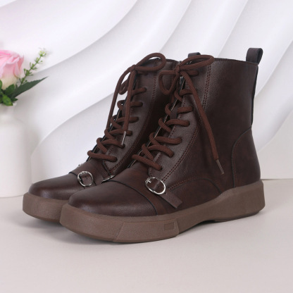 Women's Fashion Ankle Boots - Winter Side Zip, Chunky Heel with Rubber Sole