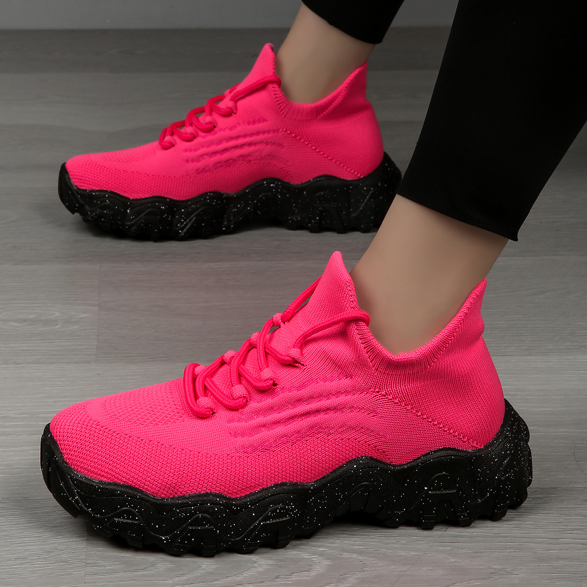 Women's knitted breathable and non-slip height increasing(1.96in) sneakers 