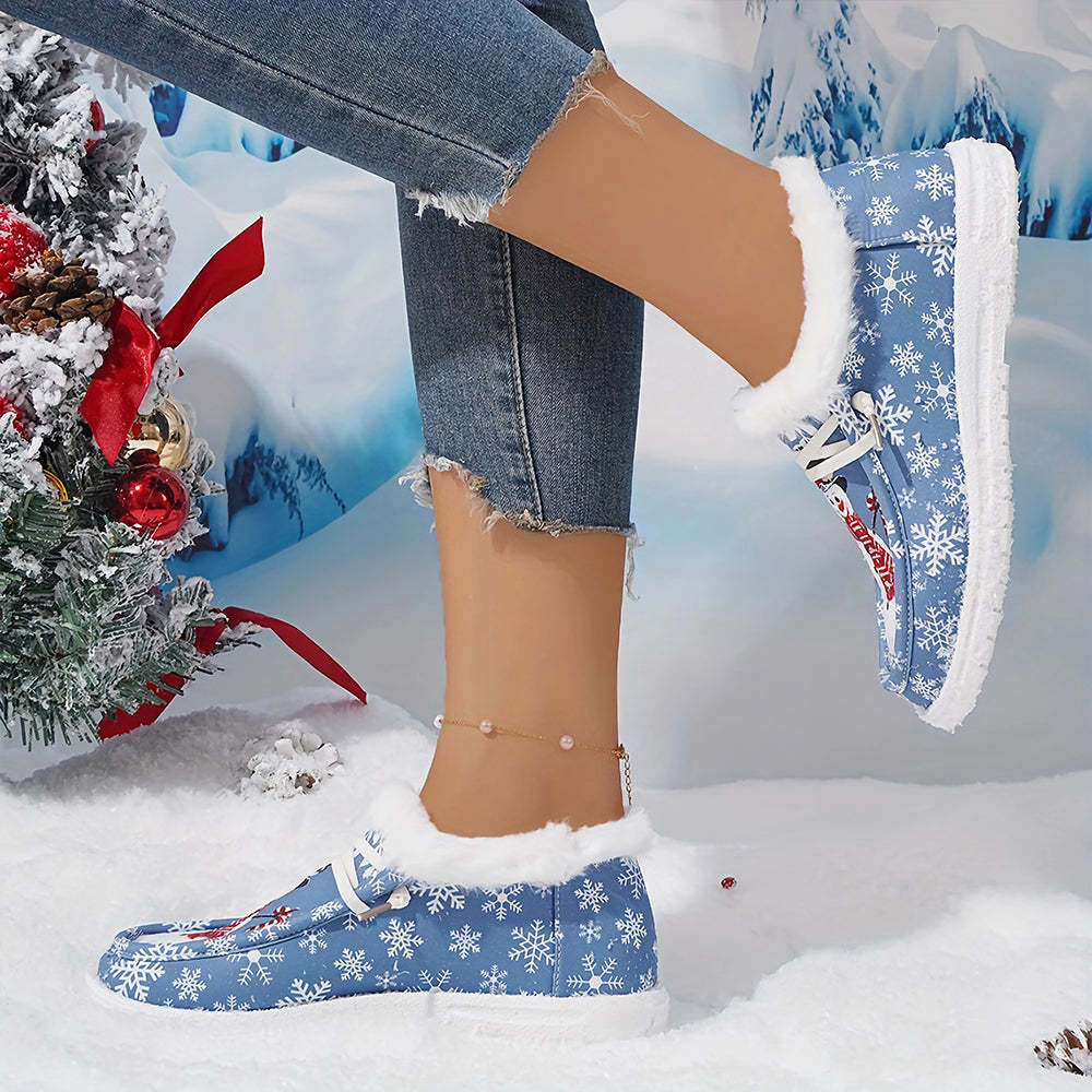 🤶Women's Comfort Plush Christmas❄️Snowman Canvas Ankle Boots