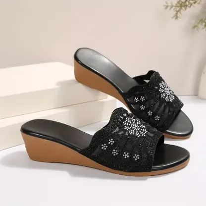 🔥Women's Mesh Hollow Rhinestone Arch Support Wedge Sandals