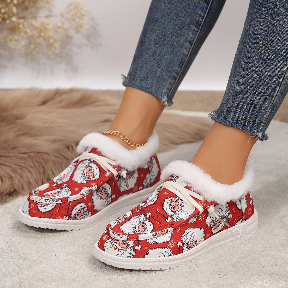 🤶Women's Comfort Plush Christmas❄️Snowman Canvas Ankle Boots