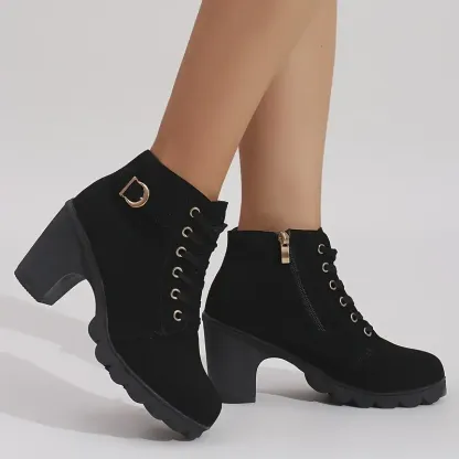 Women's High Heel Short Boots with Side Zipper-Buy 2 Free Shipping