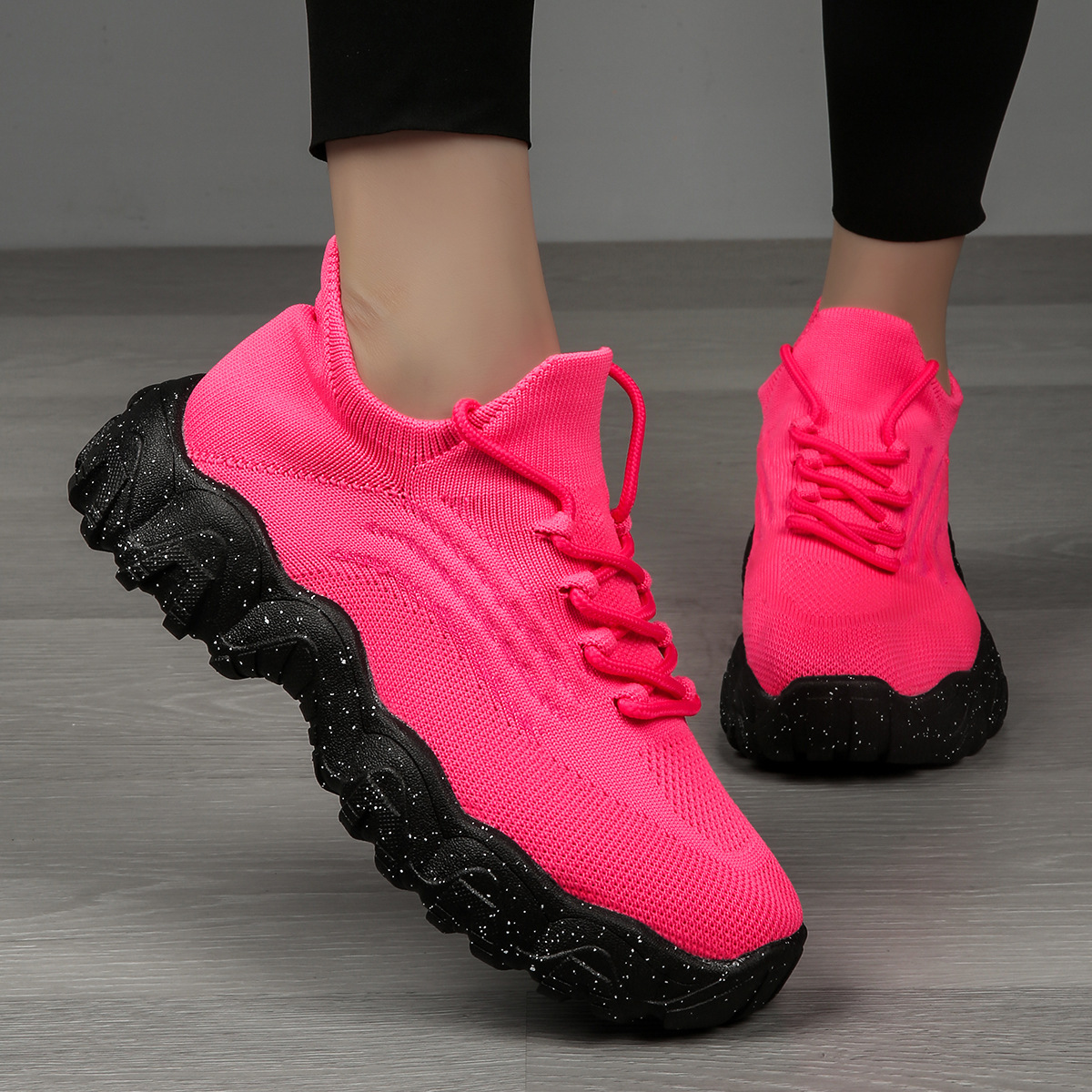 Women's knitted breathable and non-slip height increasing(1.96in) sneakers 