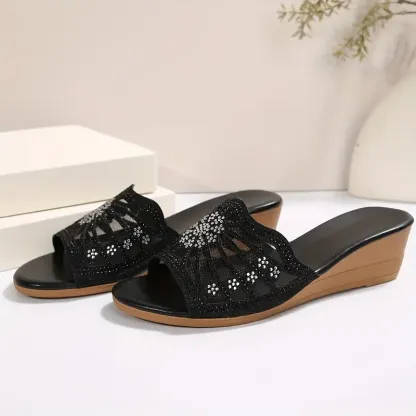 🔥Women's Mesh Hollow Rhinestone Arch Support Wedge Sandals