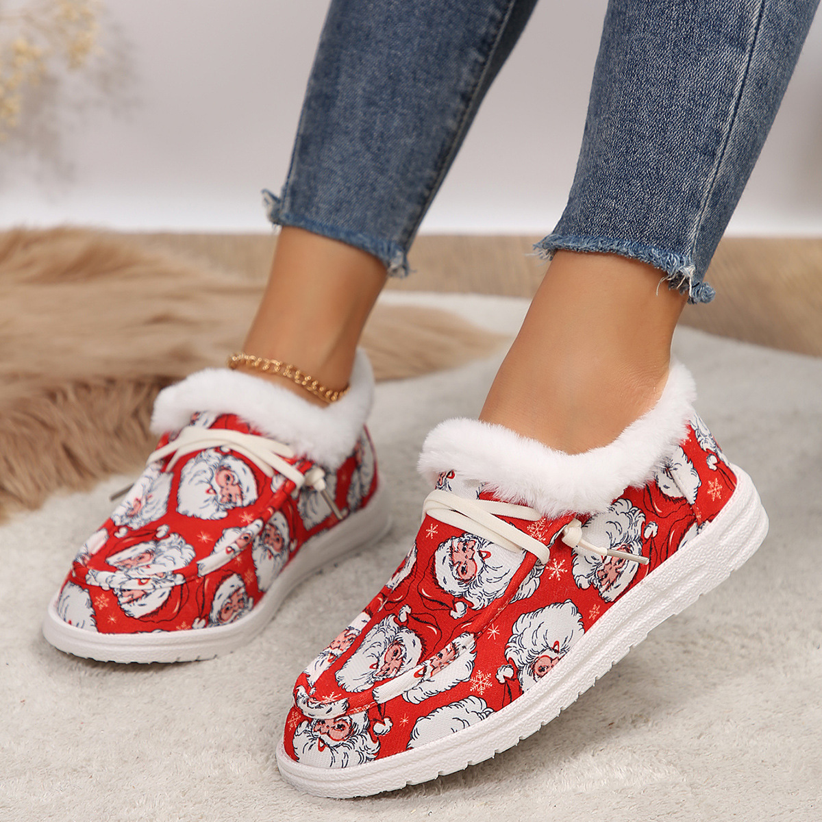 🤶Women's Comfort Plush Christmas❄️Snowman Canvas Ankle Boots