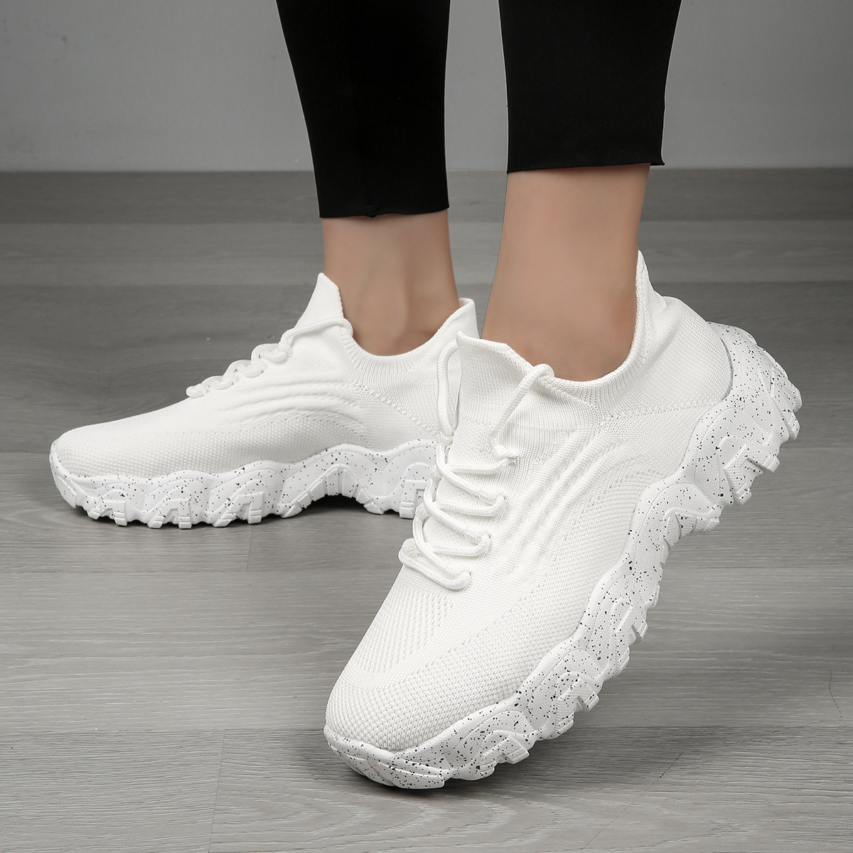 Women's knitted breathable and non-slip height increasing(1.96in) sneakers 