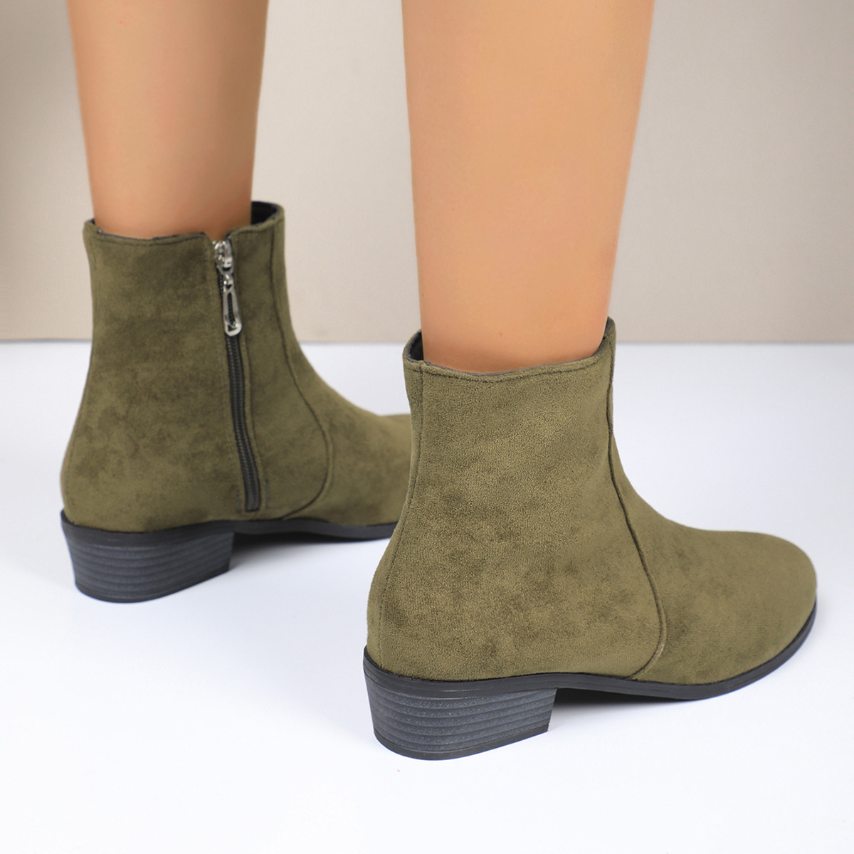 Women's Fashionable Mid-Calf Boots with Thick Heels