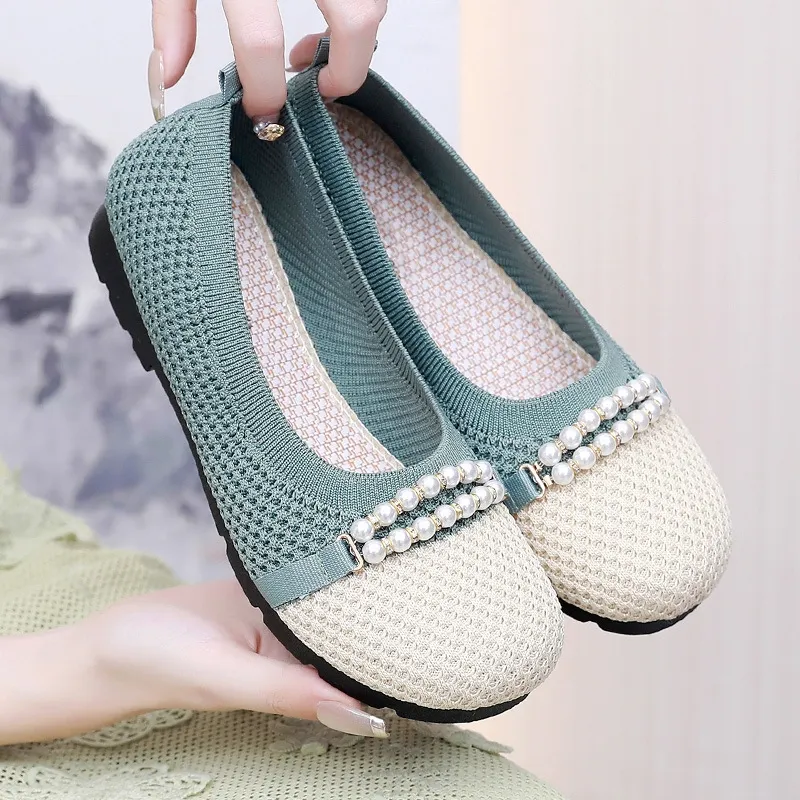 2025 New Women's Breathable Non-slip Arch Support Orthopedic Walking Shoes with Pearls