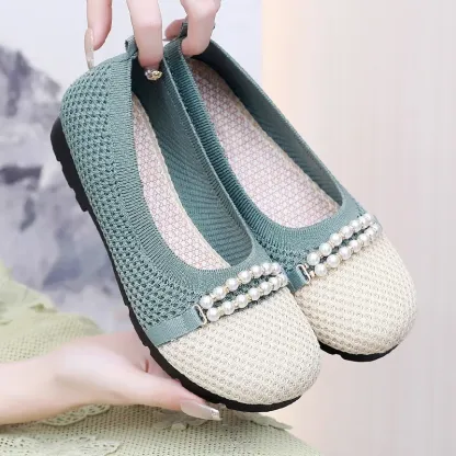 2025 New Women's Breathable Non-slip Arch Support Orthopedic Walking Shoes with Pearls