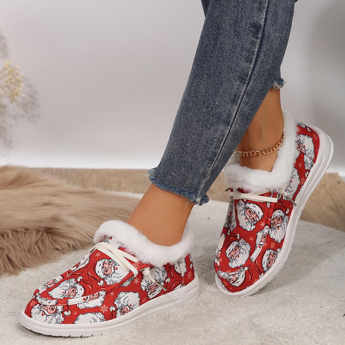 🤶Women's Comfort Plush Christmas❄️Snowman Canvas Ankle Boots