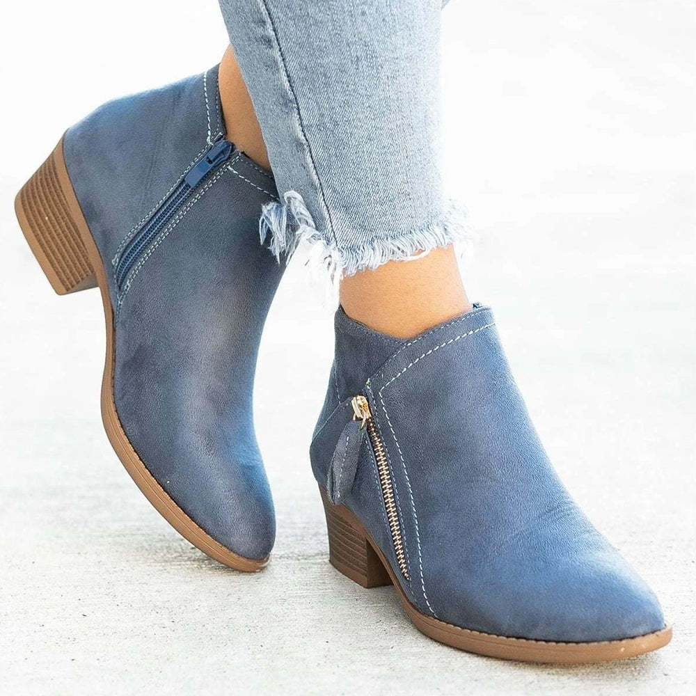 2024 Women's Thick Wedge Heel Side Zipper Ankle Boots