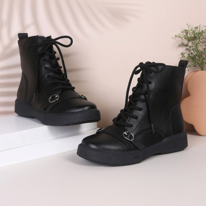 Women's Fashion Ankle Boots - Winter Side Zip, Chunky Heel with Rubber Sole