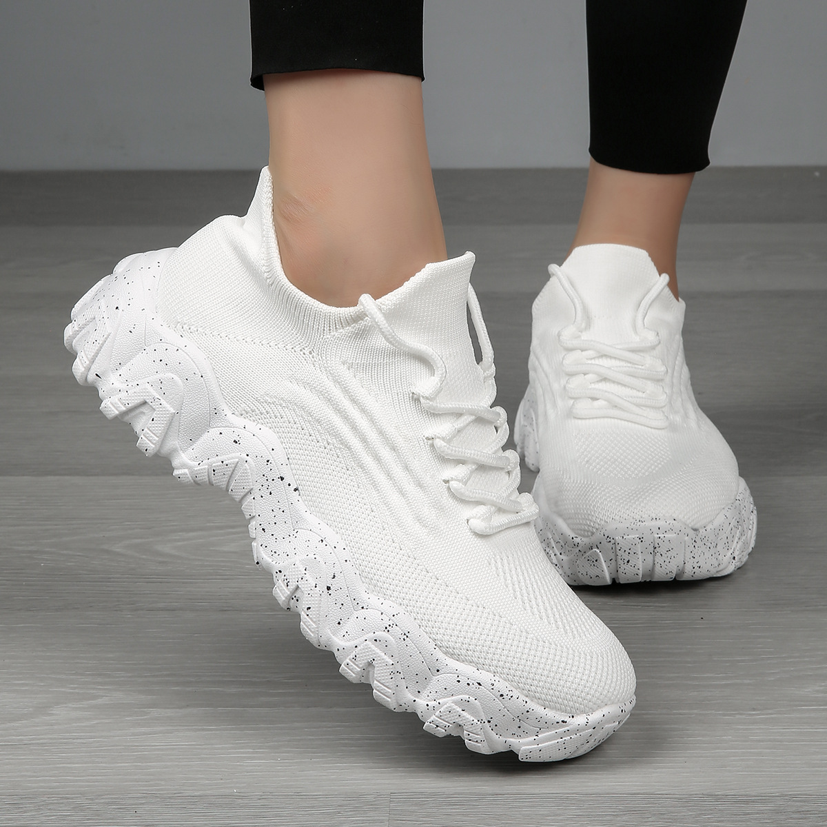 Women's knitted breathable and non-slip height increasing(1.96in) sneakers 