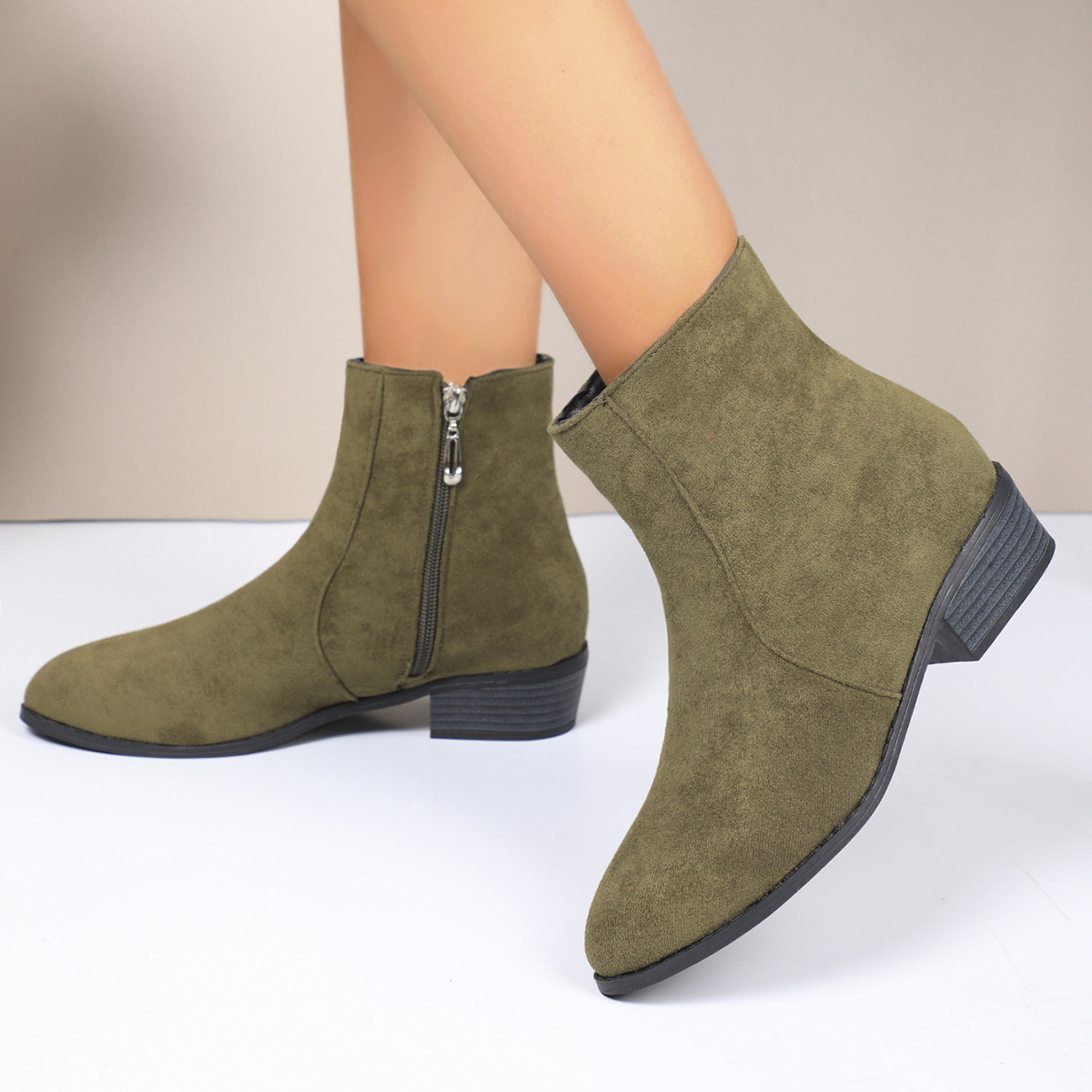 Women's Fashionable Mid-Calf Boots with Thick Heels