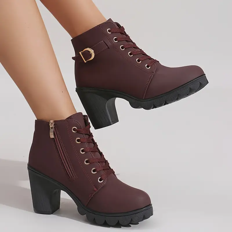 Women's High Heel Short Boots with Side Zipper-Buy 2 Free Shipping