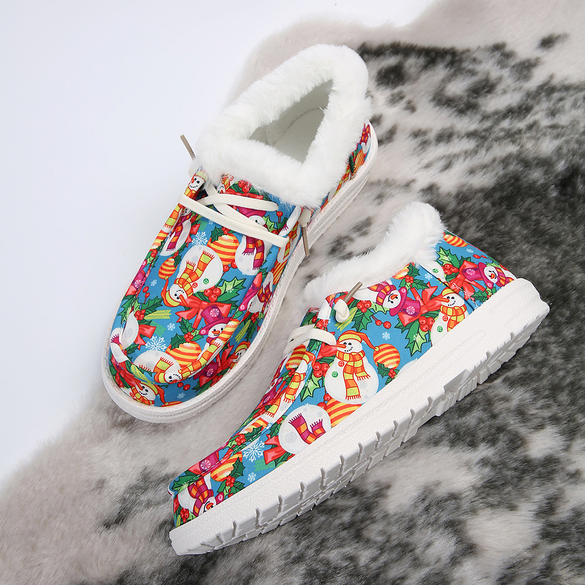 🤶Women's Comfort Plush Christmas❄️Snowman Canvas Ankle Boots