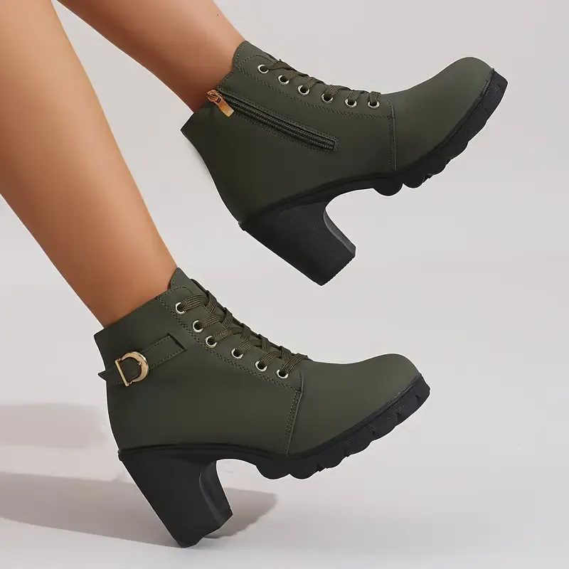 Women's High Heel Short Boots with Side Zipper-Buy 2 Free Shipping