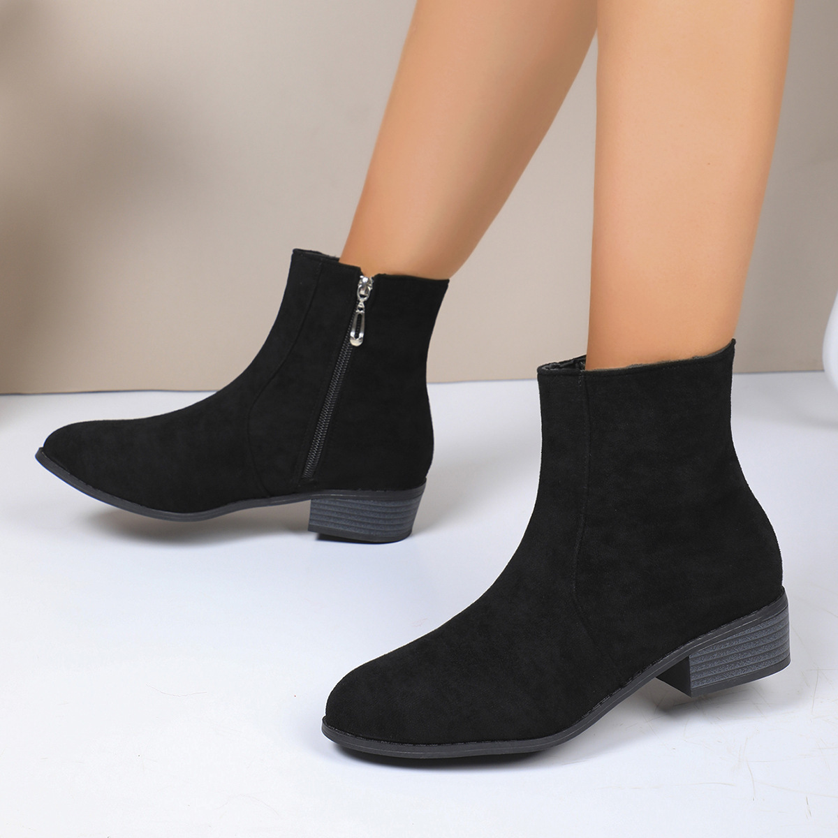 Women's Fashionable Mid-Calf Boots with Thick Heels