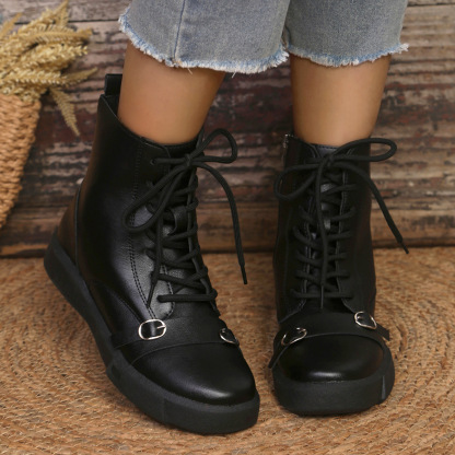 Women's Fashion Ankle Boots - Winter Side Zip, Chunky Heel with Rubber Sole