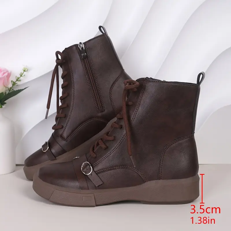 Women's Fashion Ankle Boots - Winter Side Zip, Chunky Heel with Rubber Sole