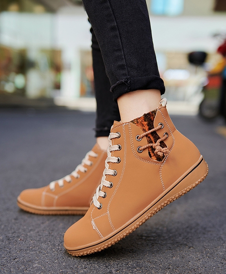Women's Lace-Up Boots with Side Zipper
