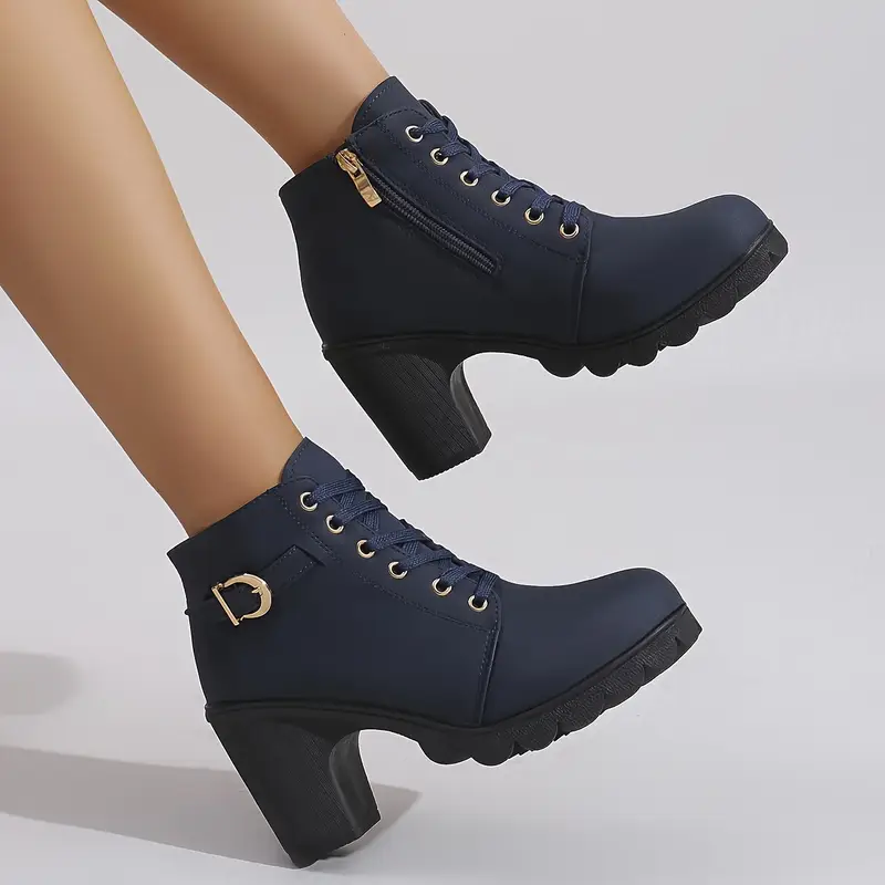 Women's High Heel Short Boots with Side Zipper-Buy 2 Free Shipping