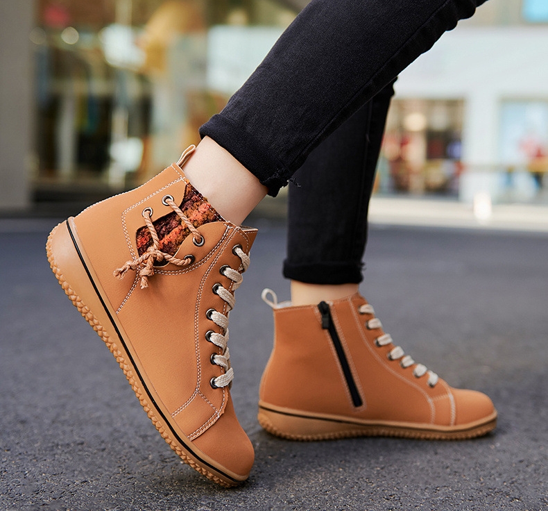 Women's Lace-Up Boots with Side Zipper