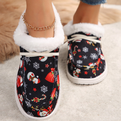 🤶Women's Comfort Plush Christmas❄️Snowman Canvas Ankle Boots