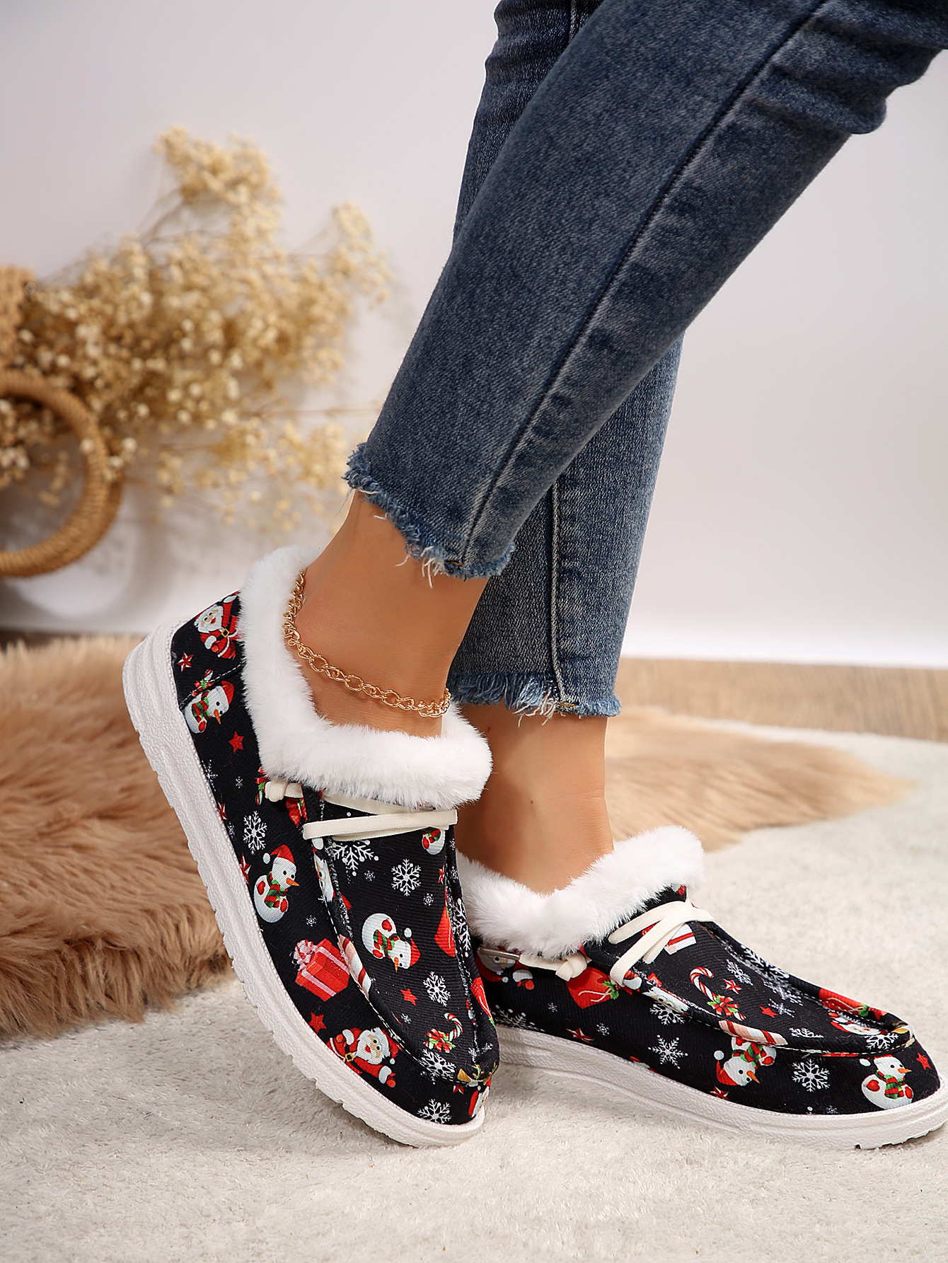 🤶Women's Comfort Plush Christmas❄️Snowman Canvas Ankle Boots