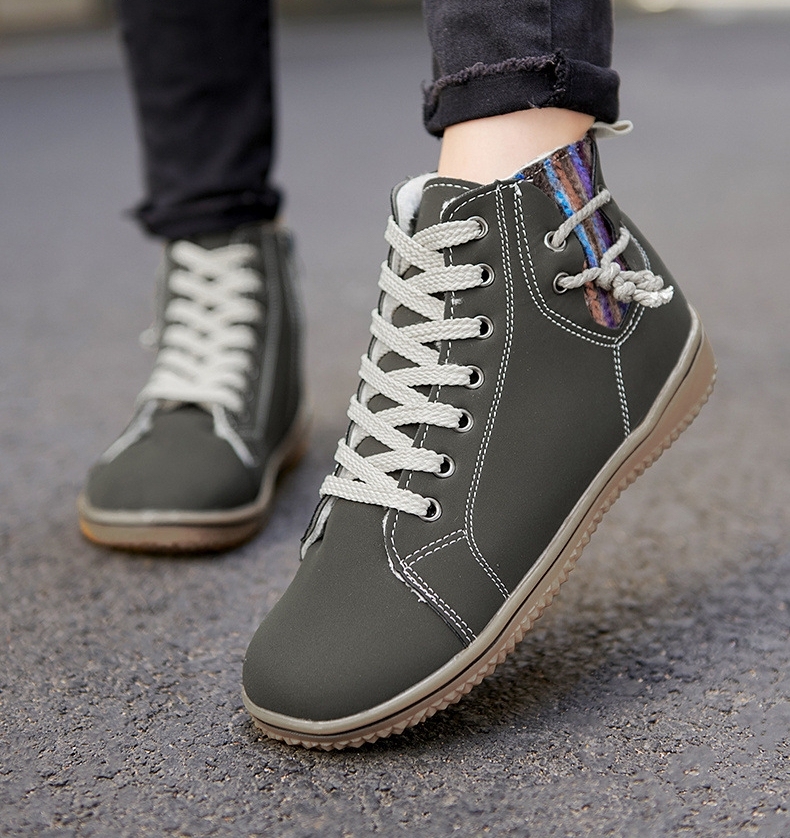 Women's Lace-Up Boots with Side Zipper