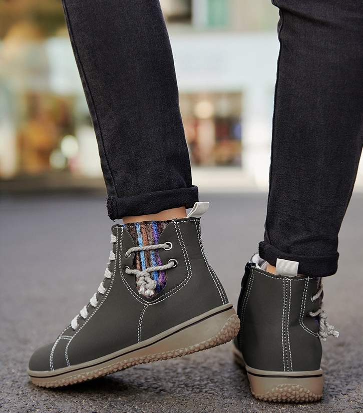 Women's Lace-Up Boots with Side Zipper