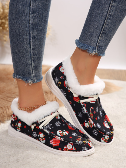 🤶Women's Comfort Plush Christmas❄️Snowman Canvas Ankle Boots