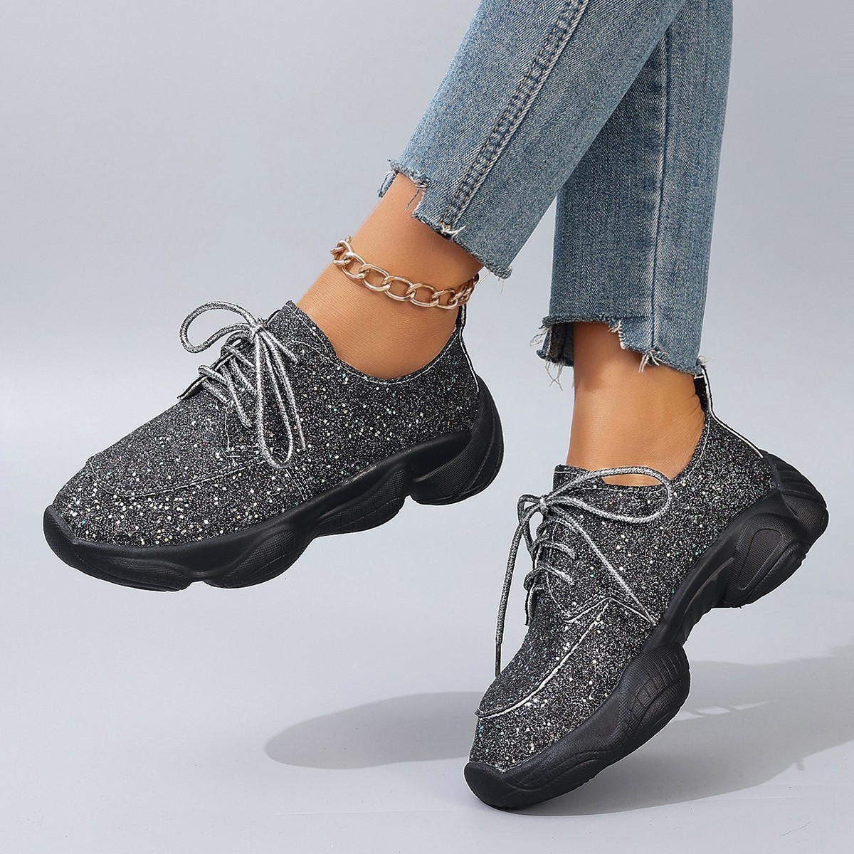 2025 new lace-up casual sports thick-soled shoes