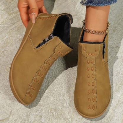 Women's Fashion Ankle Boots with Side Zipper - Round Toe,Waterproof upper,Comfortable TPR Sole & Fabric Lining