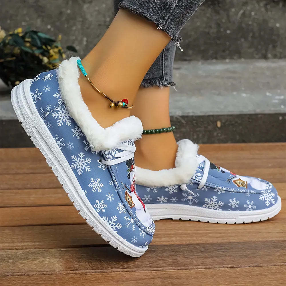 🤶Women's Comfort Plush Christmas❄️Snowman Canvas Ankle Boots