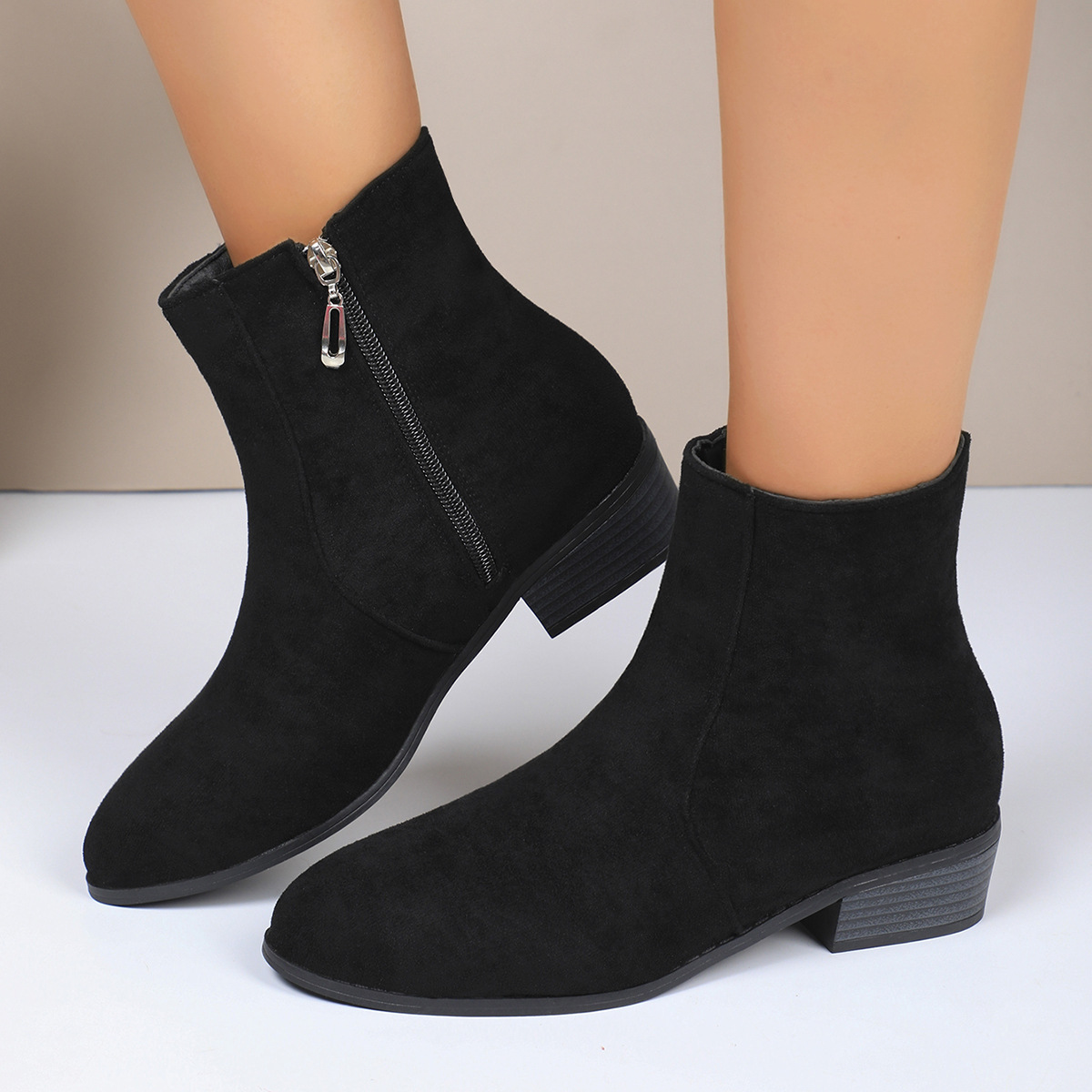 Women's Fashionable Mid-Calf Boots with Thick Heels