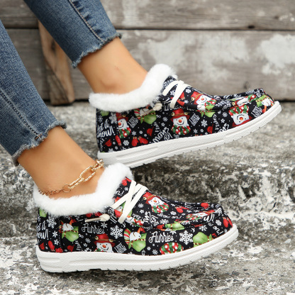 🤶Women's Comfort Plush Christmas❄️Snowman Canvas Ankle Boots