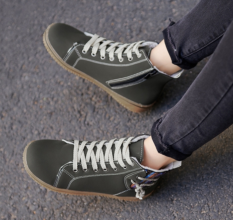 Women's Lace-Up Boots with Side Zipper