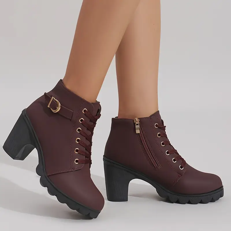 Women's High Heel Short Boots with Side Zipper-Buy 2 Free Shipping