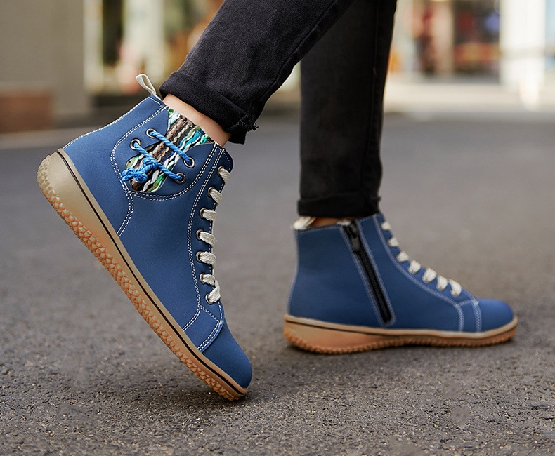 Women's Lace-Up Boots with Side Zipper