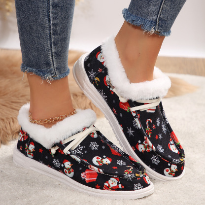 🤶Women's Comfort Plush Christmas❄️Snowman Canvas Ankle Boots