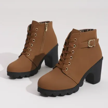 Women's High Heel Short Boots with Side Zipper-Buy 2 Free Shipping