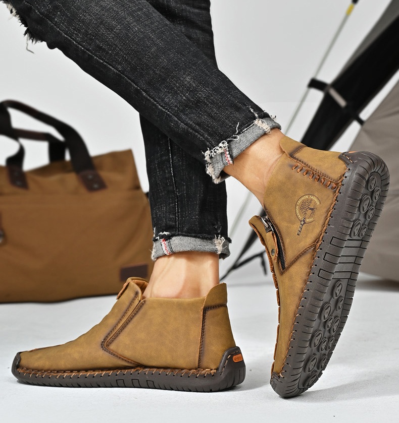 🚶‍♀️ !!!⏱️Clearance!!✨Men's/Women's Casual Fashion Non-slip Leather Slip-on Boots