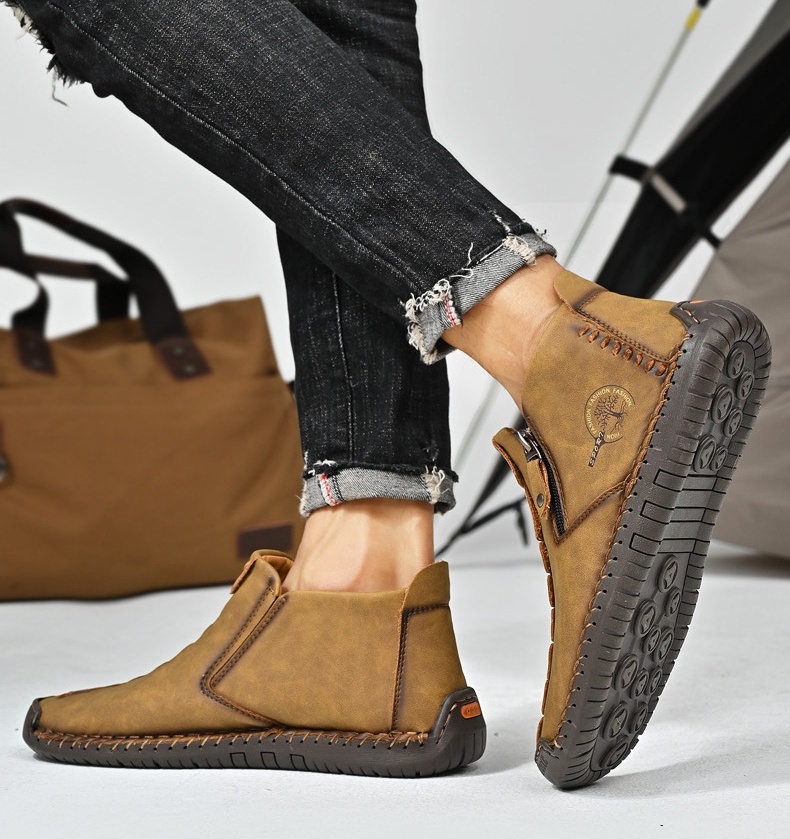 🚶‍♀️ !!!⏱️Clearance!!✨Men's/Women's Casual Fashion Non-slip Leather Slip-on Boots