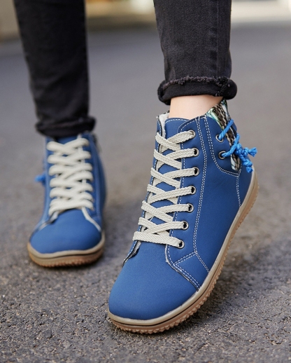 Women's Lace-Up Boots with Side Zipper