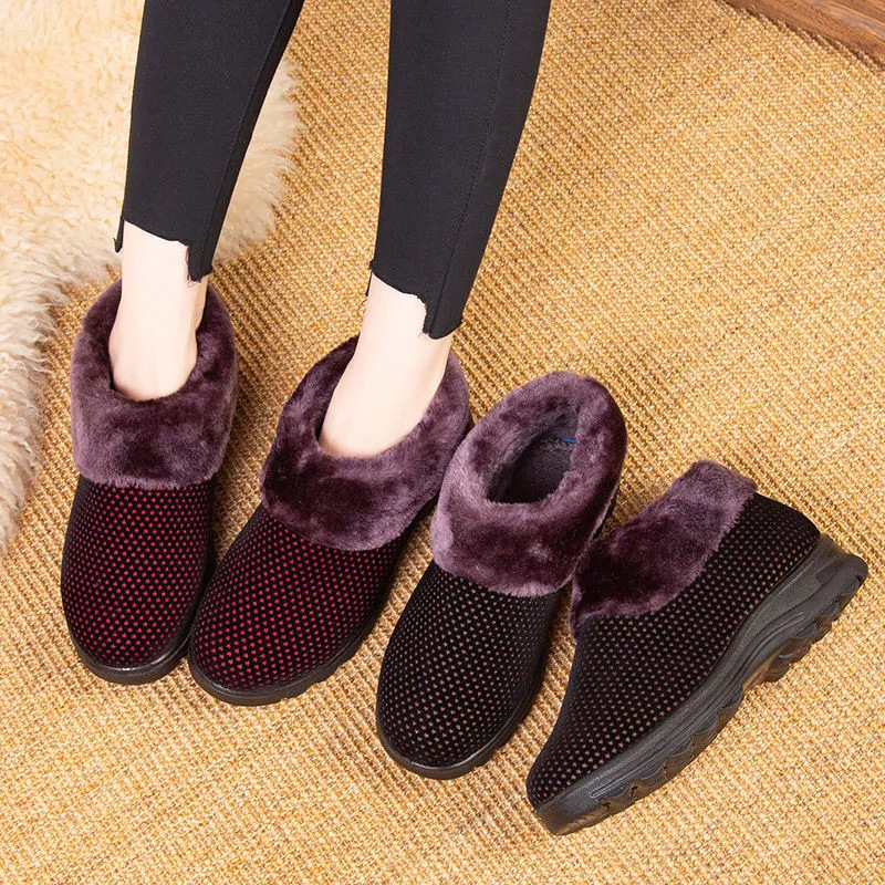 Women's Thick Sole Slip-On Plush Lined Boots-Buy 2 free shipping