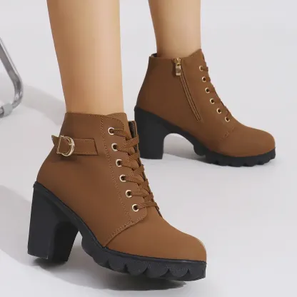 Women's High Heel Short Boots with Side Zipper-Buy 2 Free Shipping