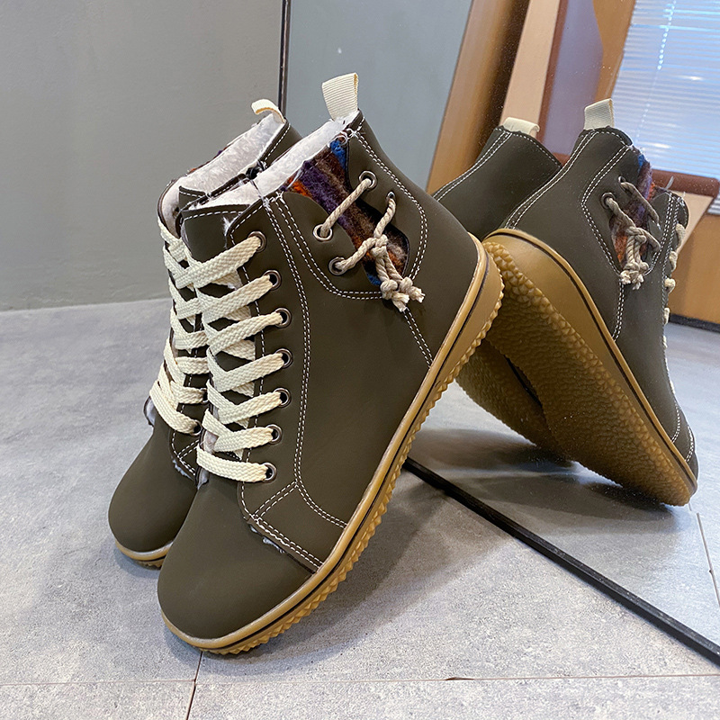 Women's Lace-Up Boots with Side Zipper