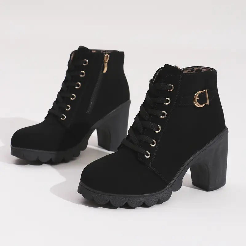 Women's High Heel Short Boots with Side Zipper-Buy 2 Free Shipping